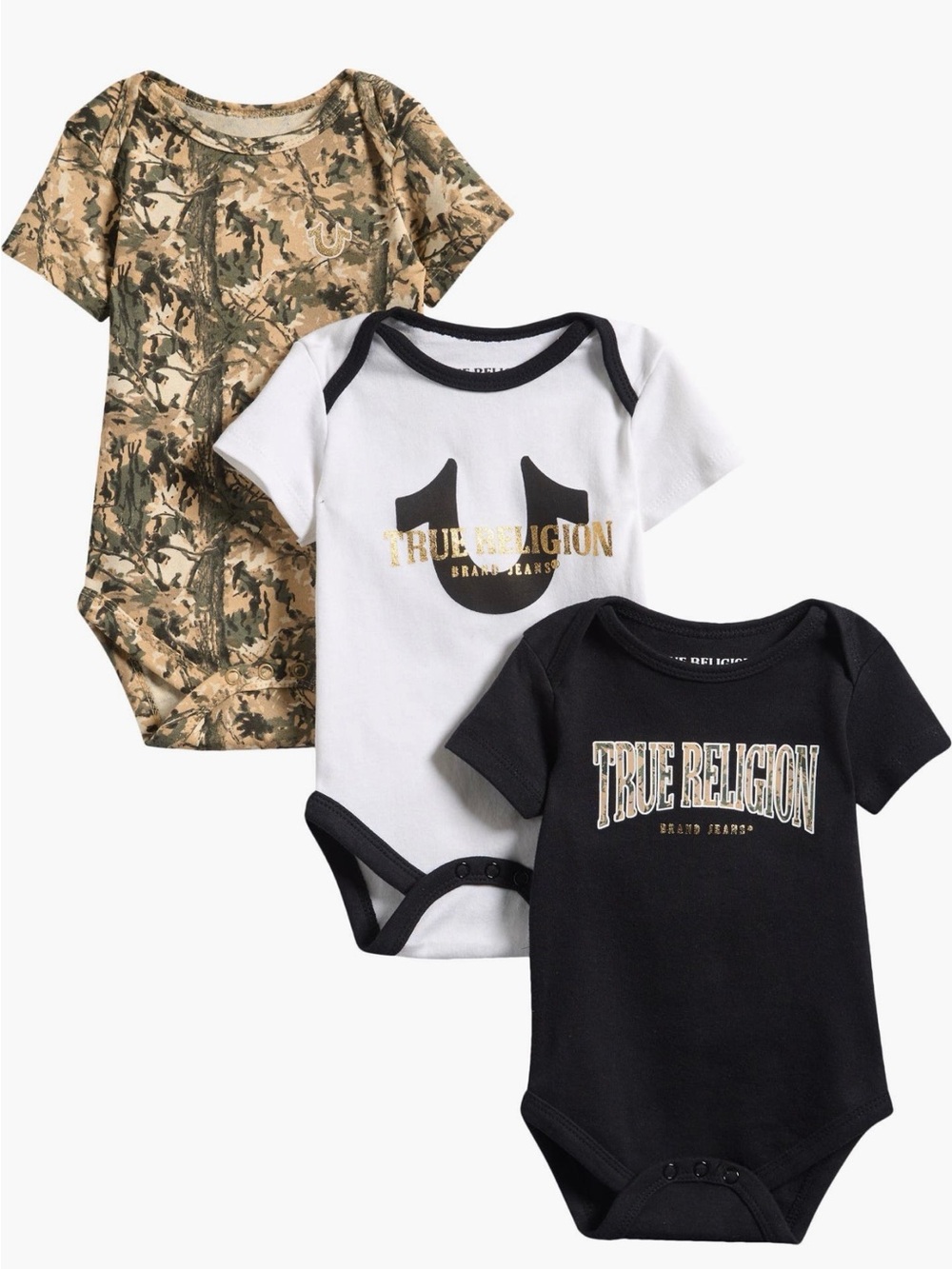 New Authentic True Religion 1 Piece Baby Bodysuit 3 Pack Set 6-9 Months
Clothes